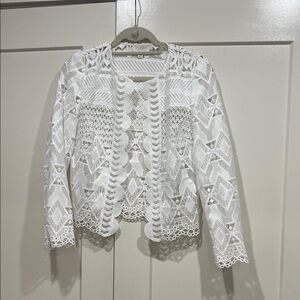 Ted Baker White Crochet Lace Top / Jacket NWOT